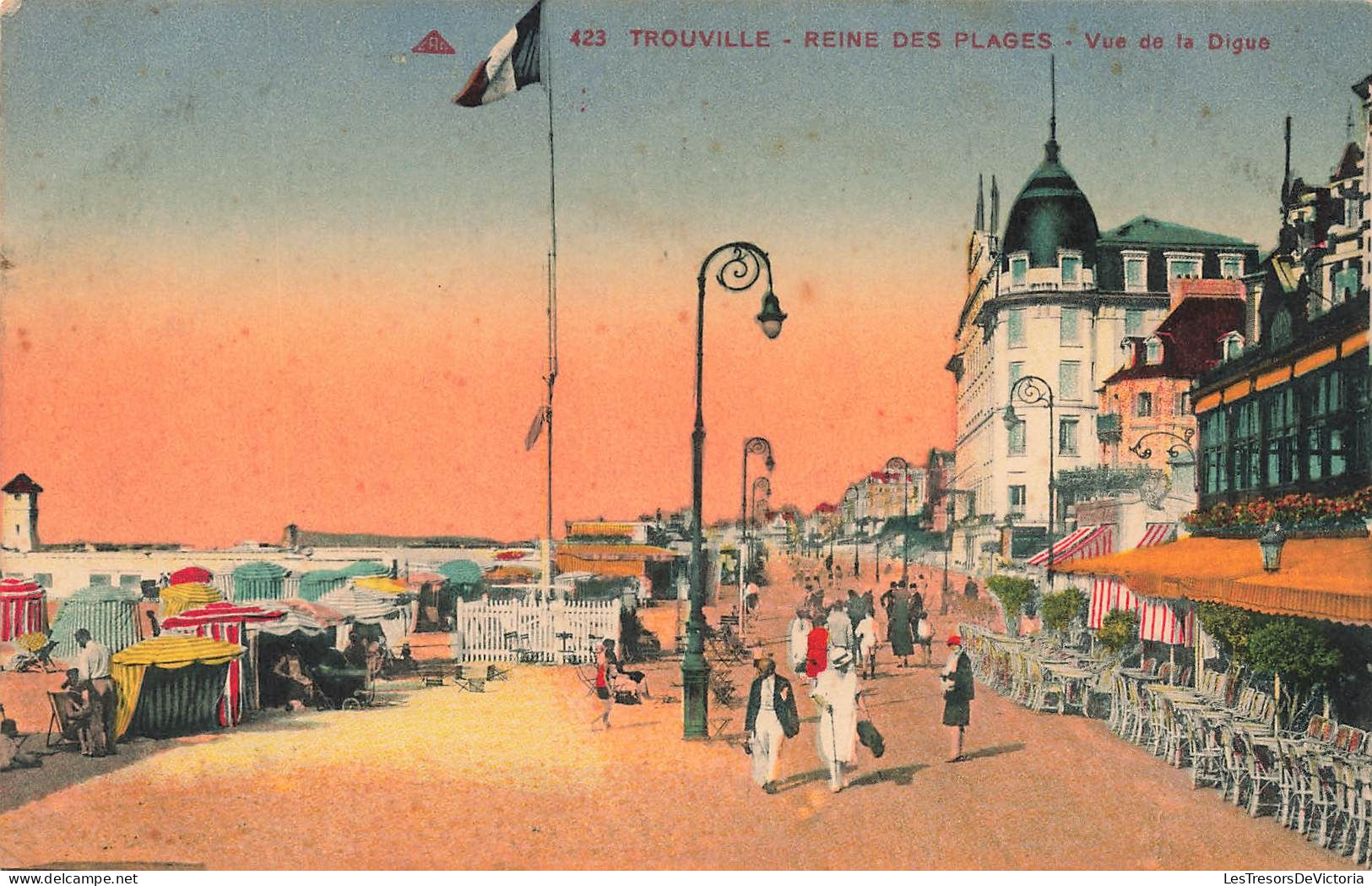 FRANCE - Trouville - Reine Des Plages Vue De La Digue - Colorisé - Animé -  Carte Postale Ancienne - Trouville