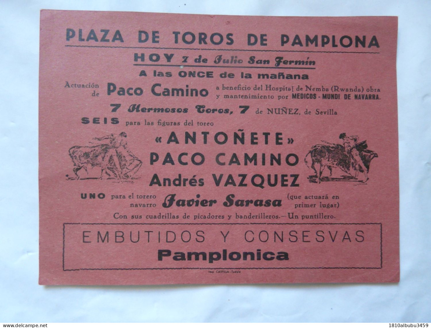 PROGRAMME - PLAZA DE TOROS DE PAMPLONA - Programme