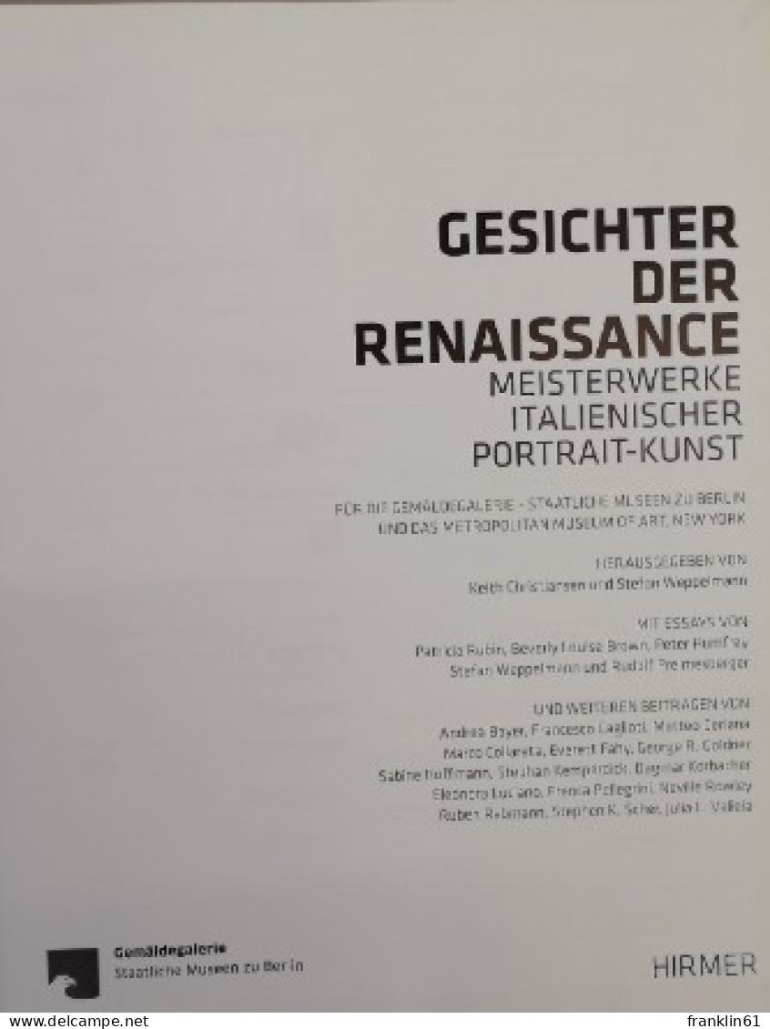 Gesichter Der Renaissance.   Meisterwerke Italienischer Portait-Kunst - Andere & Zonder Classificatie