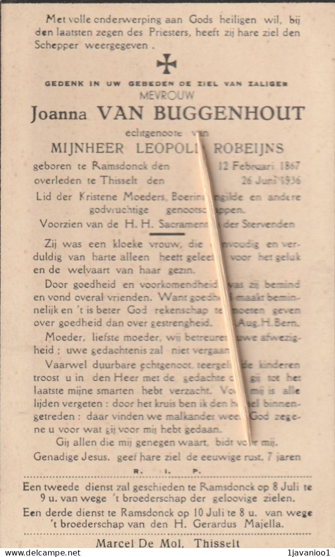 Ramsdonk, Tisselt, 1936, Joanna Van Buggenhouty, Robeijns - Devotion Images