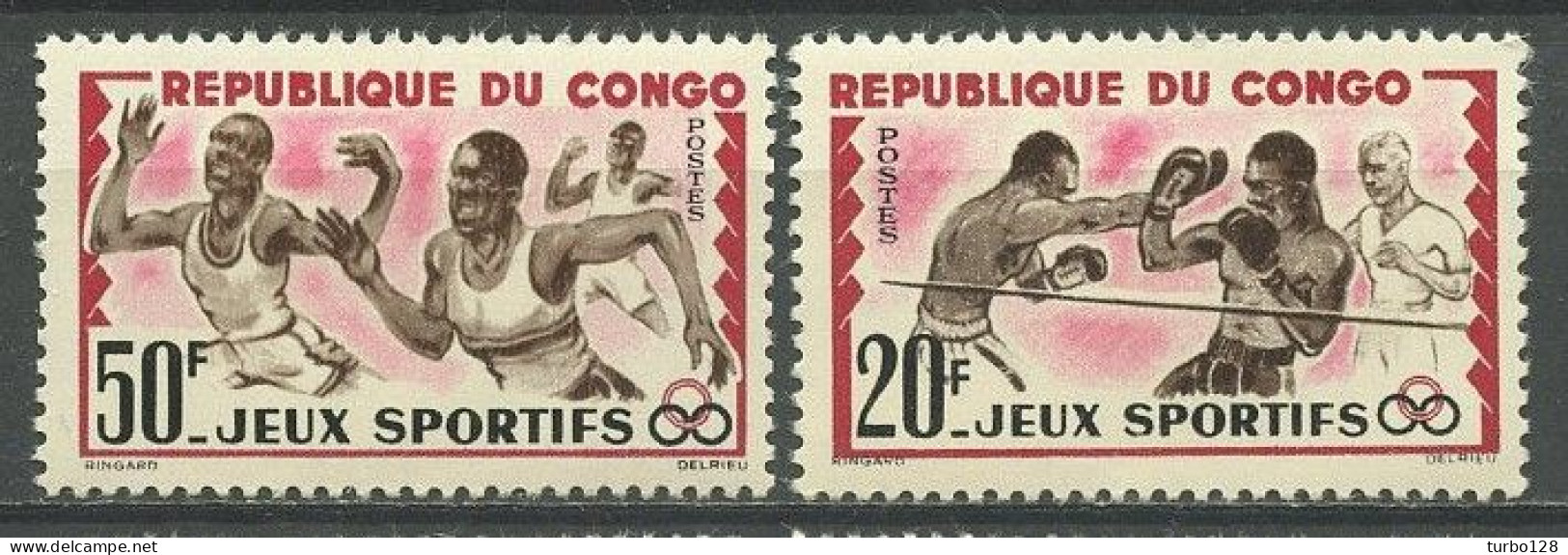 CONGO 1962 N° 150/151 ** Neufs MNH Superbes C 2 € Sports Jeux Sportifs Africains Boxe Course - Ongebruikt
