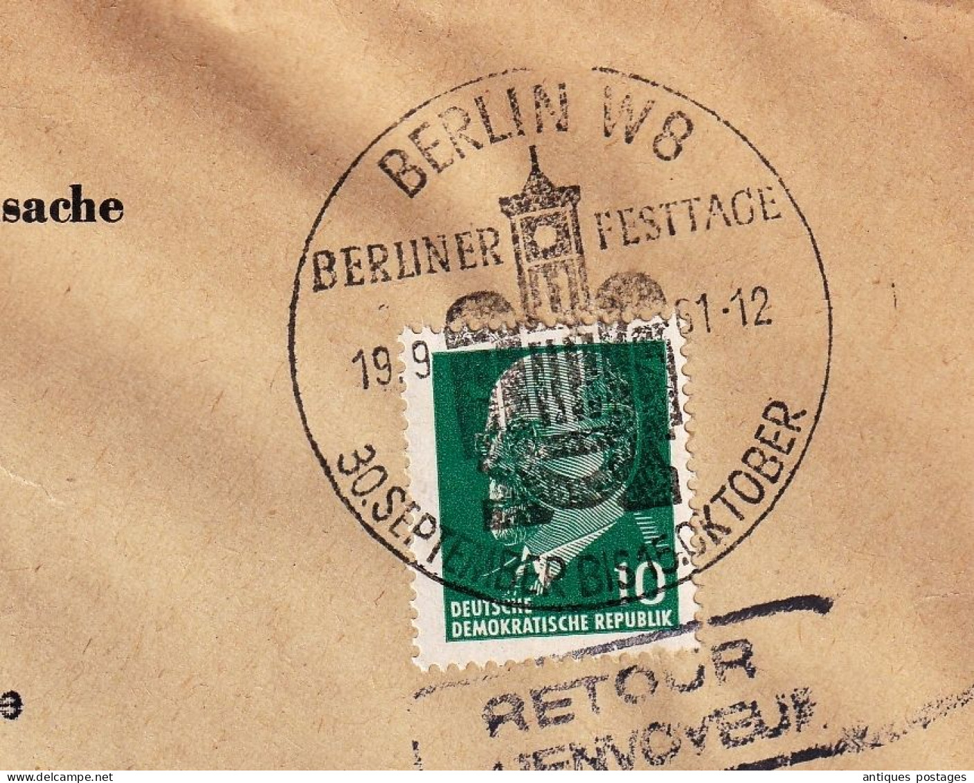 Deutschland Berlin Berliner Festage DDR Retour à L'Envoyeur N'Habite Pas à L'Adresse Indiquée Bordeaux - Lettres & Documents