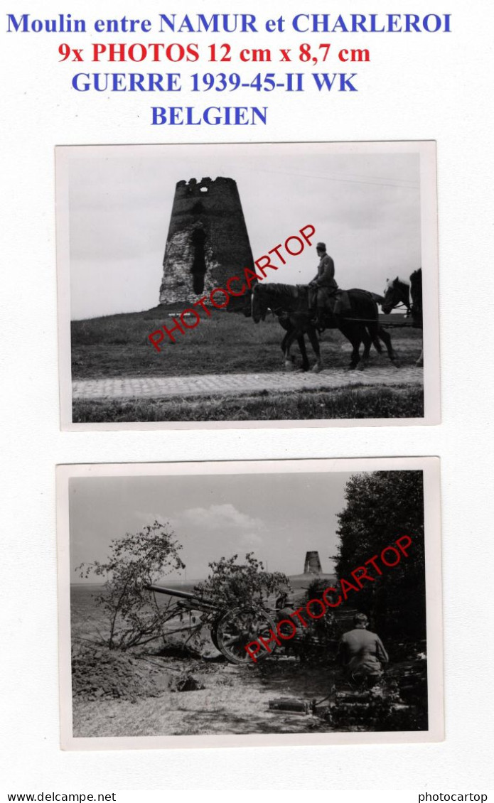 MOULIN A VENT Detruit-WINDMÜHLE Entre NAMUR-CHARLEROI-ARTILLERIE-9x PHOTOS All-GUERRE 39-45-II WK-BELGIEN-Wallonie- - Windmühlen