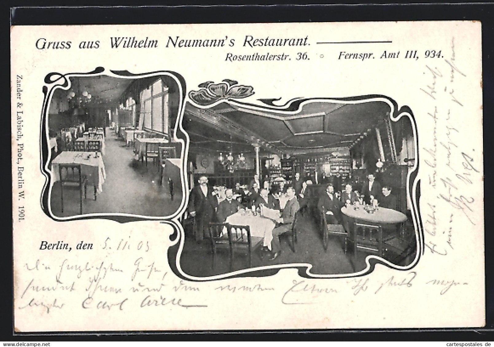 AK Berlin, Wilhelm Neumann`s Restaurant, Rosenthalerstrasse 36  - Mitte