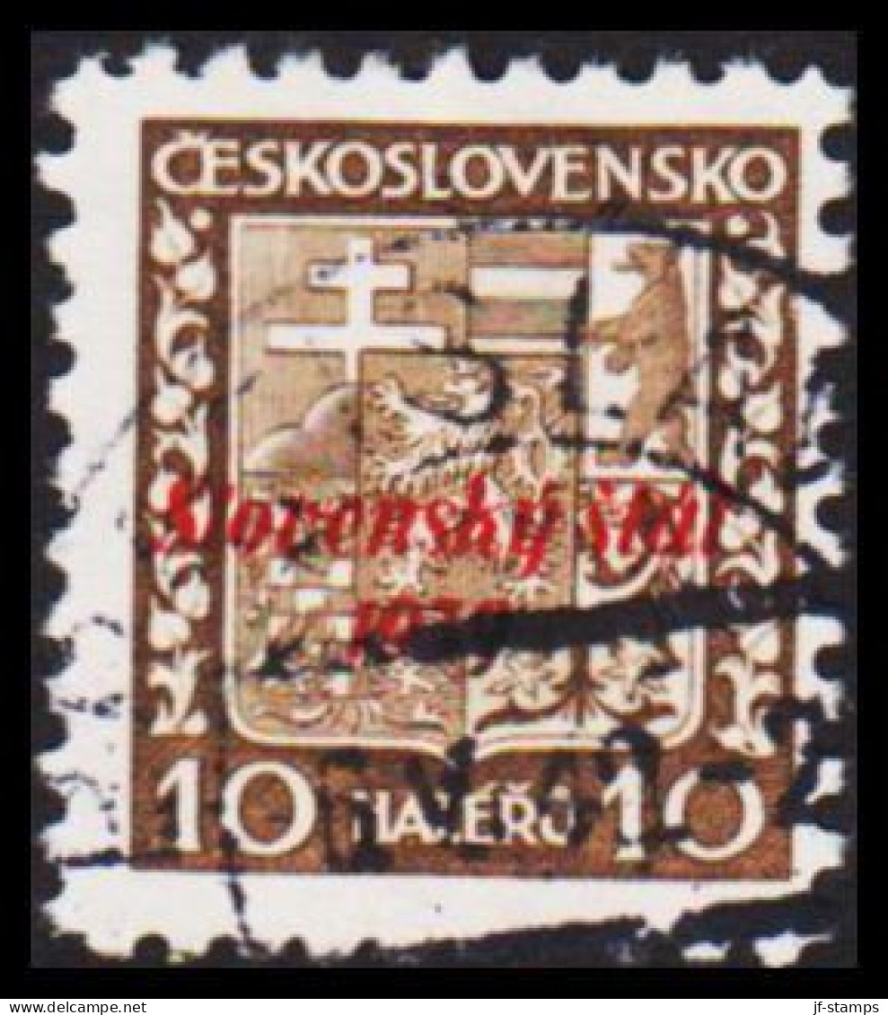 1939. SLOVENSKO 10 HALERU Overprinted Slovensky Stat 1939.  (Michel 3) - JF545939 - Usados