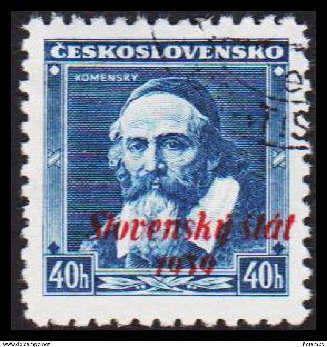 1939. SLOVENSKO 40 HALERU Overprinted Slovensky Stat 1939.  (Michel 7) - JF545942 - Gebruikt