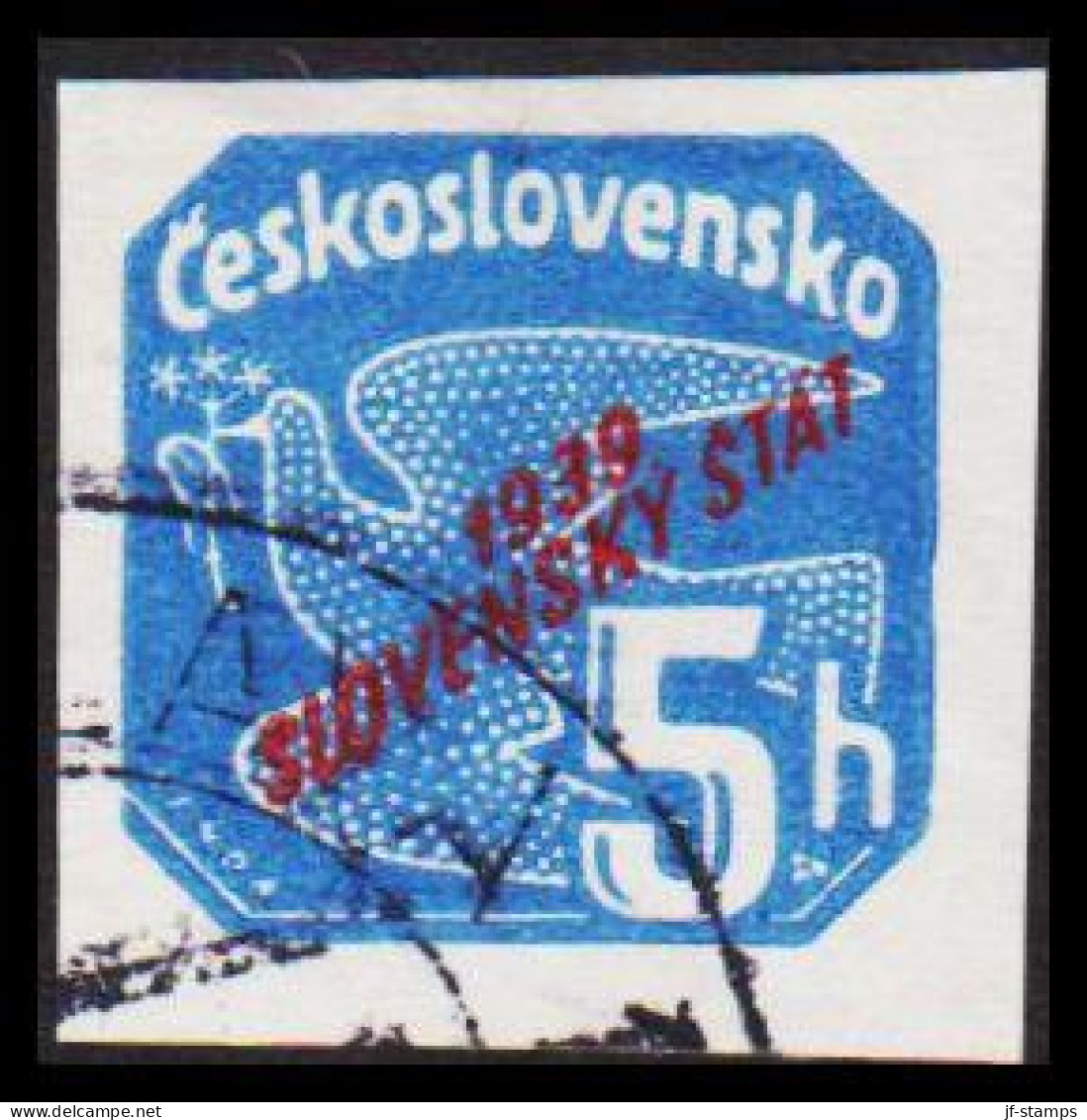 1939. SLOVENSKO 5 H Overprinted Slovenský štát  (Michel 27) - JF545949 - Gebruikt