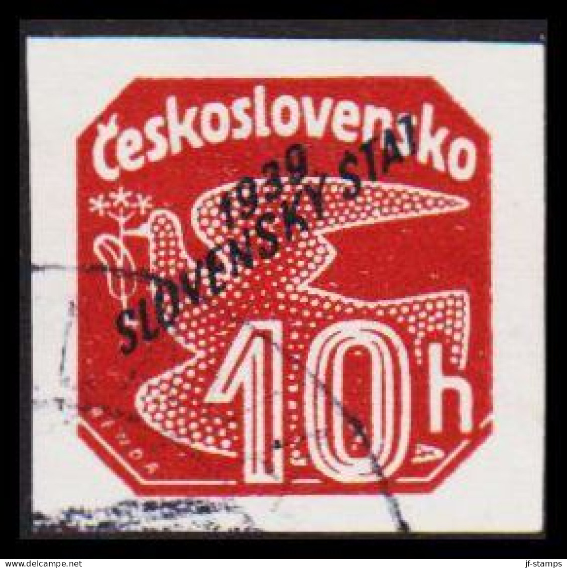 1939. SLOVENSKO 10 H Overprinted Slovenský štát  (Michel 30) - JF545952 - Gebruikt