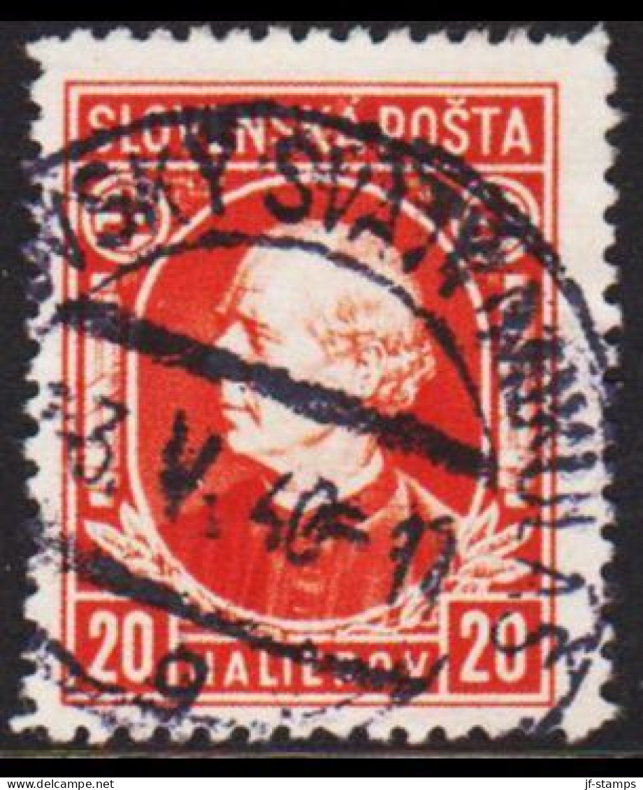 1939. SLOVENSKO Andrej Hlinka 20 HALIEROV Perf 12½. (Michel 37) - JF545965 - Oblitérés