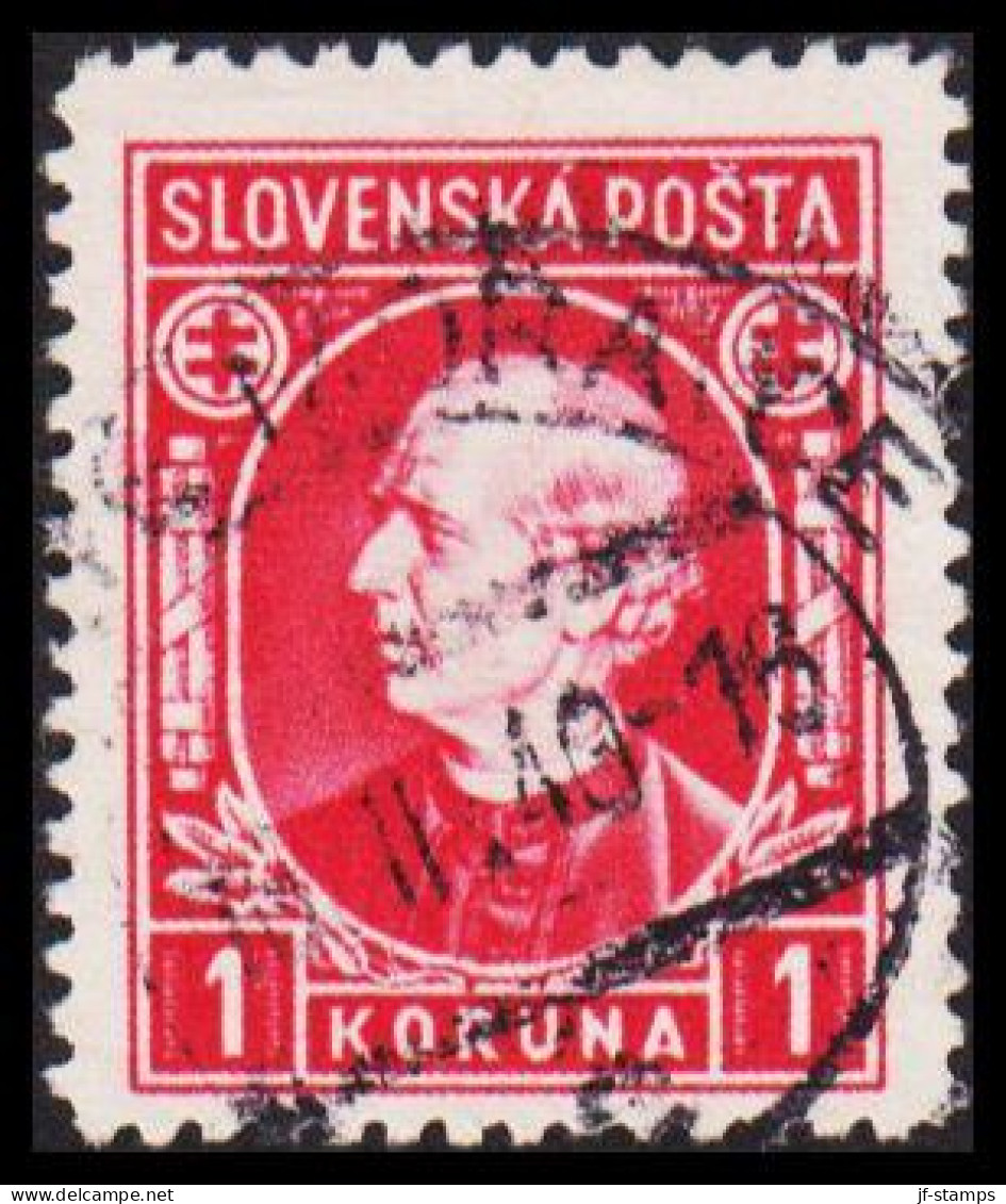 1939. SLOVENSKO Andrej Hlinka 1 K Perf 12½. (Michel 40) - JF545968 - Gebruikt