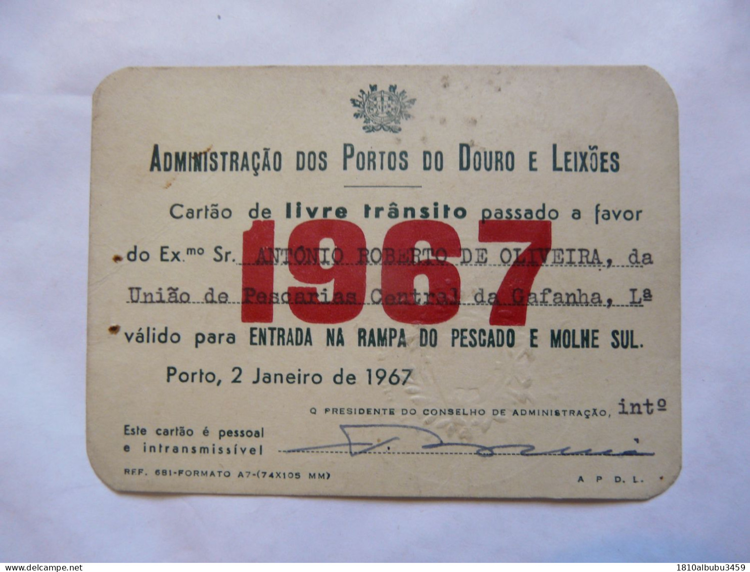 PORTS DE DOURO Et De LEIXOES (PORTUGAL) - CARTE DE TRANSPORT EN COMMUN GRATUITE Valide Pour L'entrée à La Rampe De Pêche - Other & Unclassified