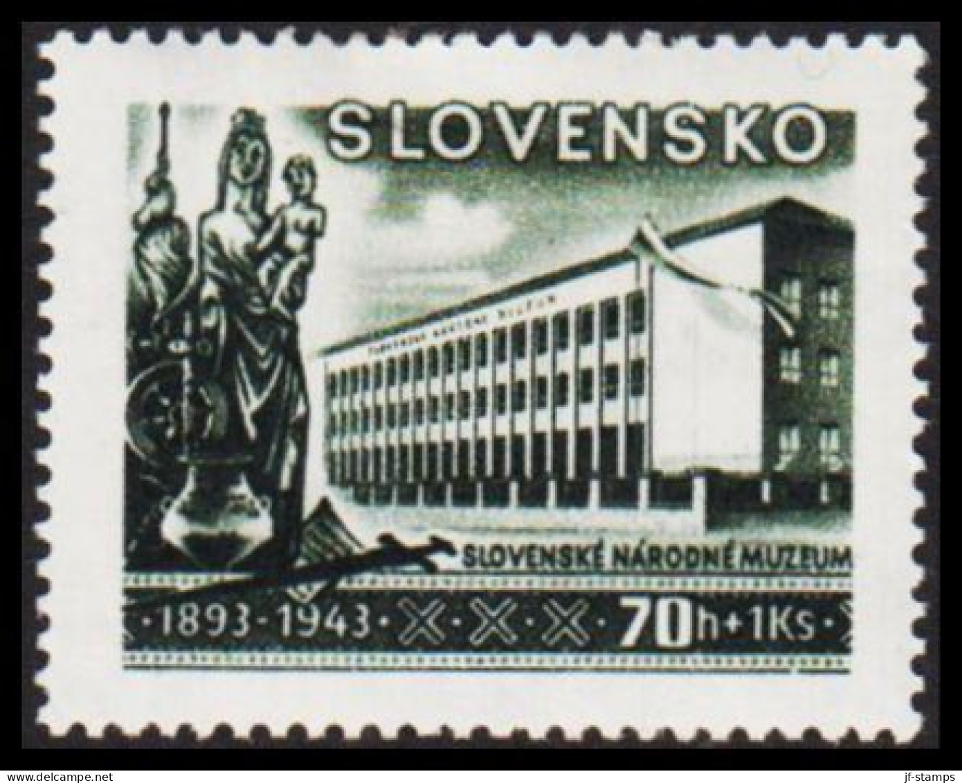 1943. SLOVENSKO Culture 70 H Hinged.  (Michel 129) - JF545998 - Unused Stamps