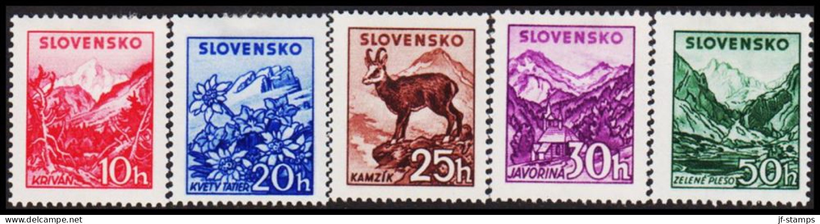 1944. SLOVENSKO Landscapes Complete Set Hinged.  (Michel 142-146) - JF546001 - Unused Stamps