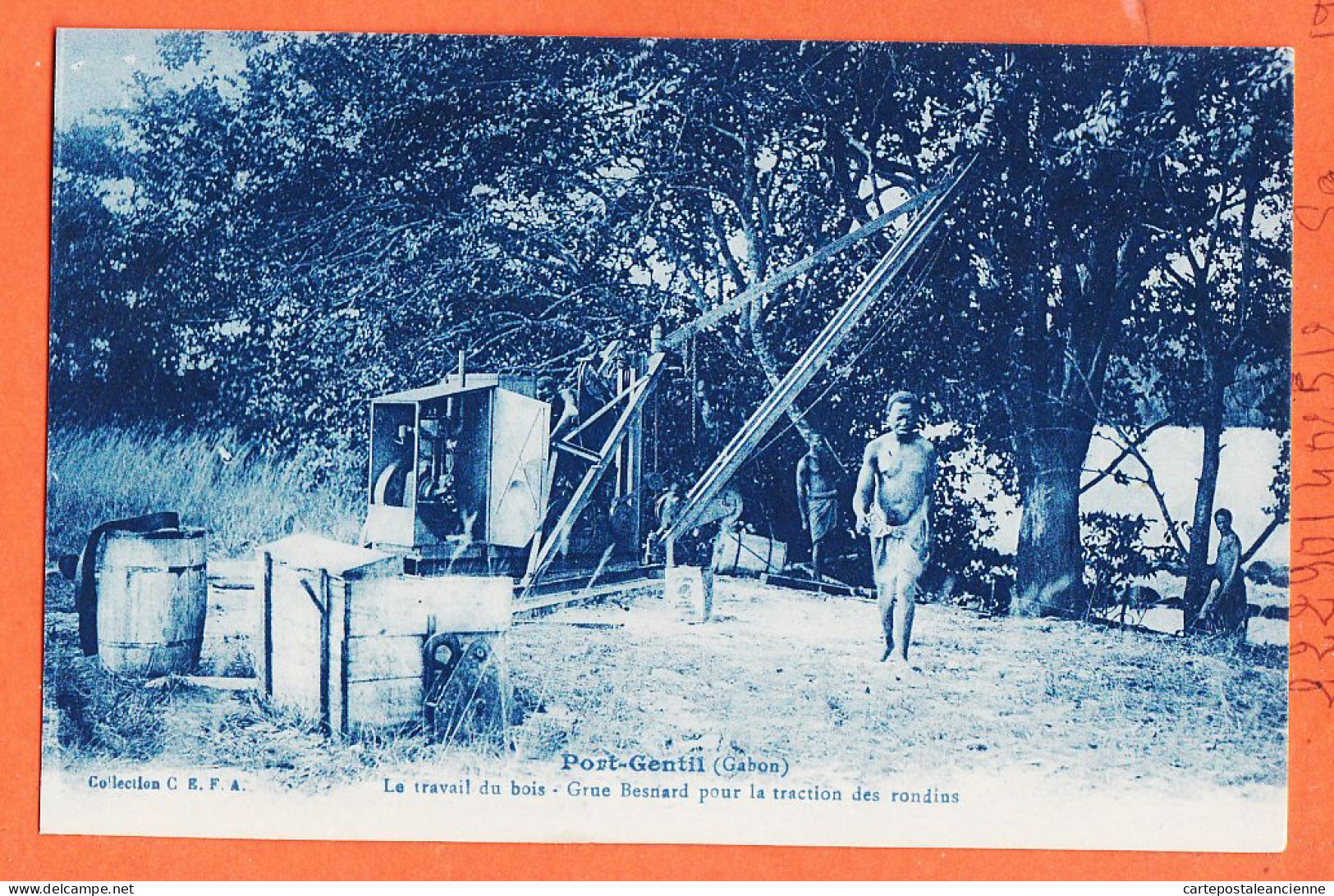 32789 / ⭐ PORT-GENTIL (•◡•) Gabon ◉ Grue BESNARD Pour Traction Des Rondins Travail Bois 1920s ◉ Collection C.E.F.A CEFA  - Gabun
