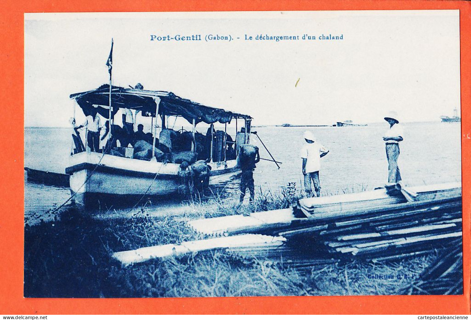 32752 / ⭐ PORT-GENTIL (•◡•) Gabon ◉ Déchargement D'un CHALAND Bateau Fleuve 1920s ◉ Collection C.E.F.A CEFA  - Gabon