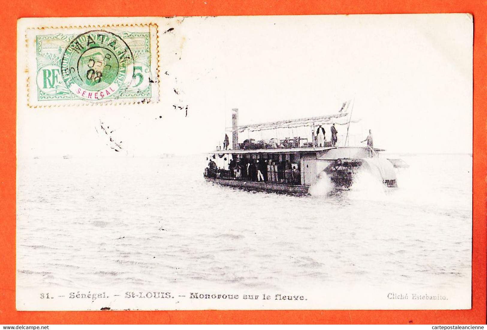 32735 / ⭐ Cliché ESTEBANITO 31 (•◡•) SAINT-LOUIS Senegal ◉ Bateau Transport Monoroue Sur Fleuve 1906 à JEAN-JEAN Albi - Senegal