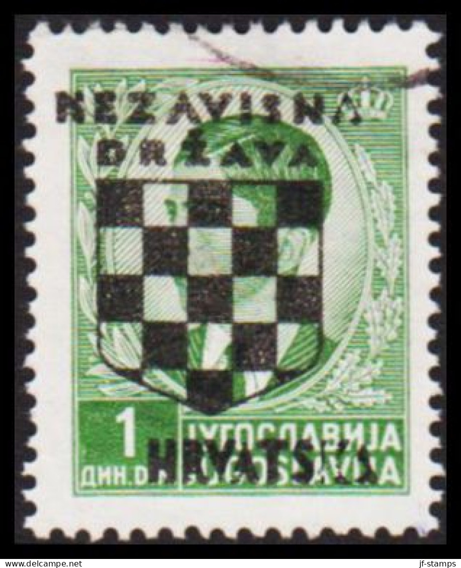 1941. HRVATSKA NEZAVISNA DRZAVA (SHIELD) HRVATSKA Overprint On 1 DIN. (Michel 11) - JF546027 - Croatia