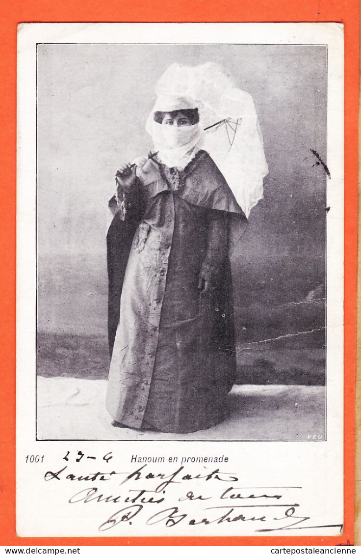 32689 / ⭐ (•◡•) Ethnic Egypte ♥️ HANOUM En Promenade Femme Musulmane à Ombrelle 1904 à Cesar HADDAD Vichy ◉ VED 1001 - Personas