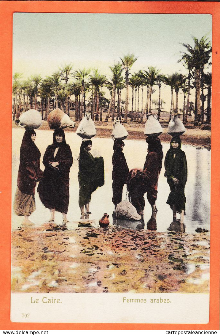32707 / ⭐ (•◡•) Ethnic LE CAIRE Egypte ♥️ Femmes Arabes Porteuses Jarre Sur Eau Tête Bord NIL 1900s ◉ N° 702 Cairo - Le Caire