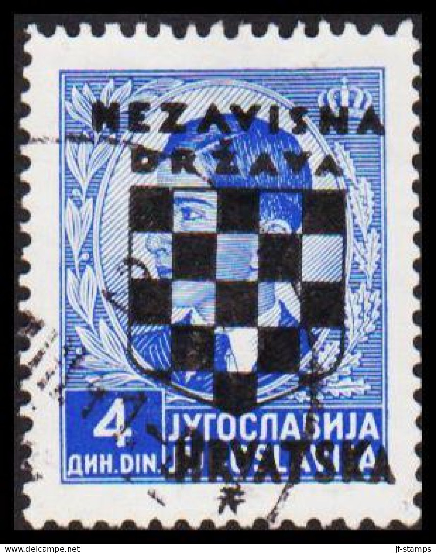 1941. HRVATSKA NEZAVISNA DRZAVA (SHIELD) HRVATSKA Overprint On 4 DIN. (Michel 15) - JF546030 - Kroatien