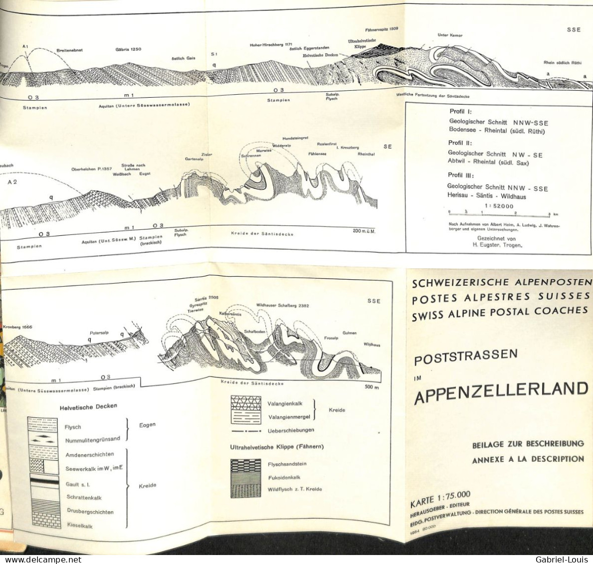 Poststrasse Appenzellerland Appenzell Säntis Gals Klima Panorama Vom Gäbris Karte 1: 75.000 Géologie - Dépliants Turistici
