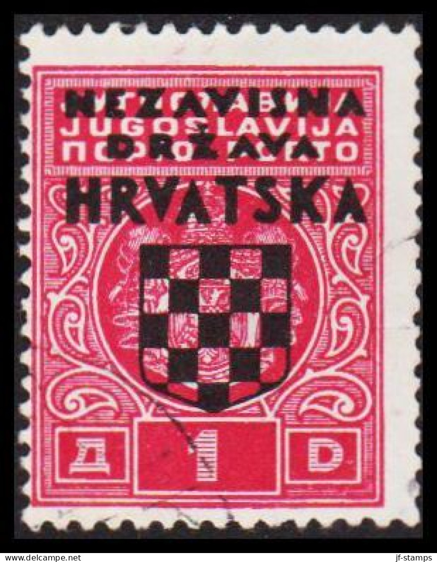 1941. HRVATSKA NEZAVISNA DRZAVA HRVATSKA (SHIELD) Overprint On 1 D. (Michel Porto 2) - JF546037 - Croatia