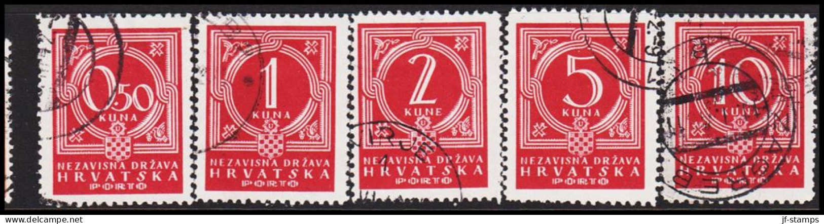 1941. HRVATSKA NEZAVISNA DRZAVA HRVATSKA (SHIELD) Overprint On 5 D. (Michel PORTO 6-10) - JF546039 - Croatie