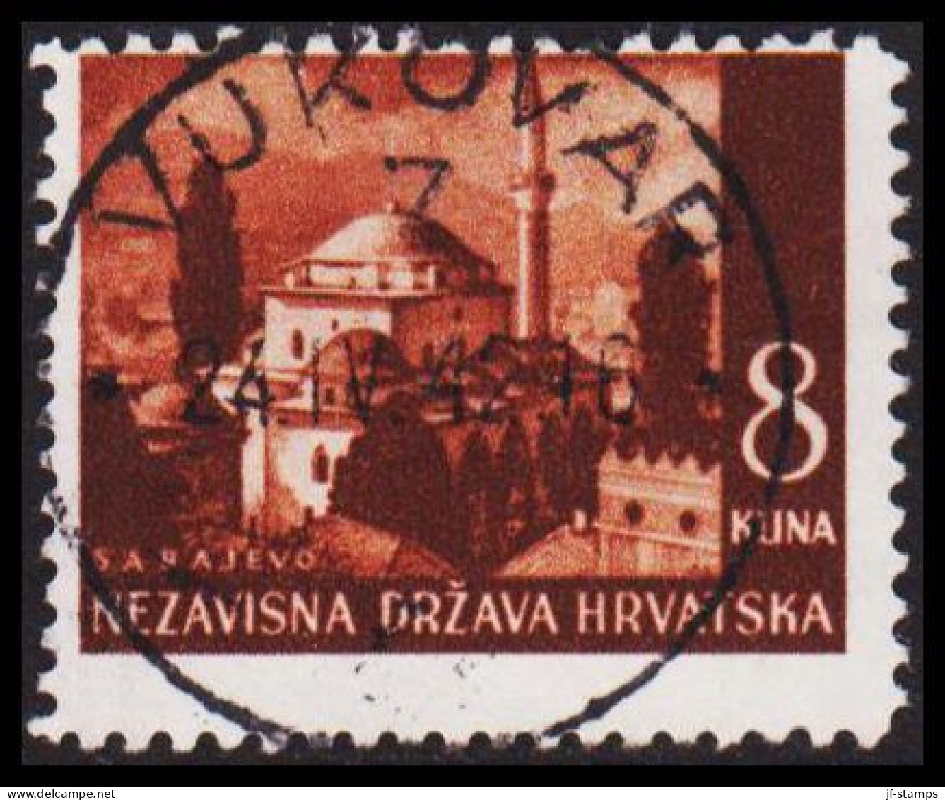 1941-1942. HRVATSKA Landscapes 8 KUNA. Luxus Cancel VUKOVAR 24. IV. 42. (Michel 59) - JF546053 - Croatia