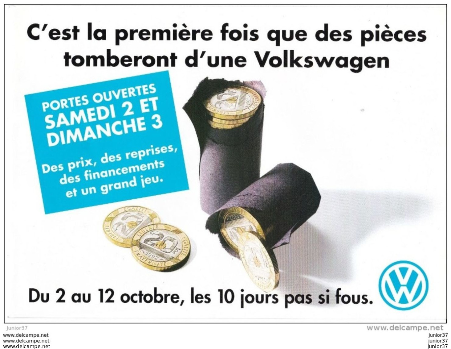 Dépliant Gamme Volkswagen 1993, Polo, Golf S, Passat Trend, Vento - Advertising