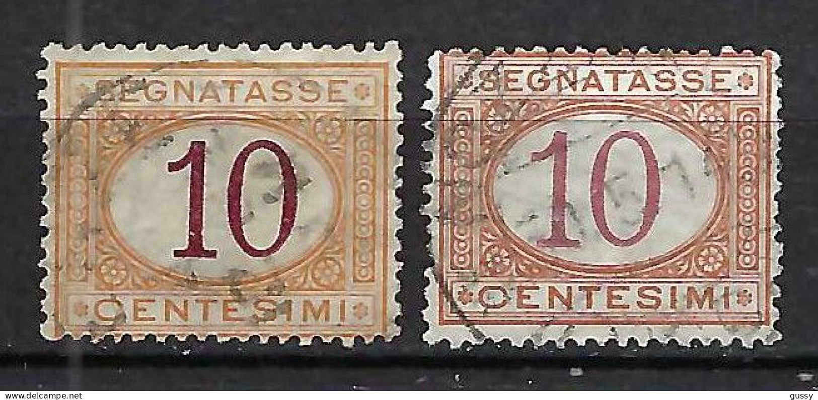 ITALIE Taxe Ca. 1870-1903: 2x Le YT 6 Obl., 2 Nuances - Strafport