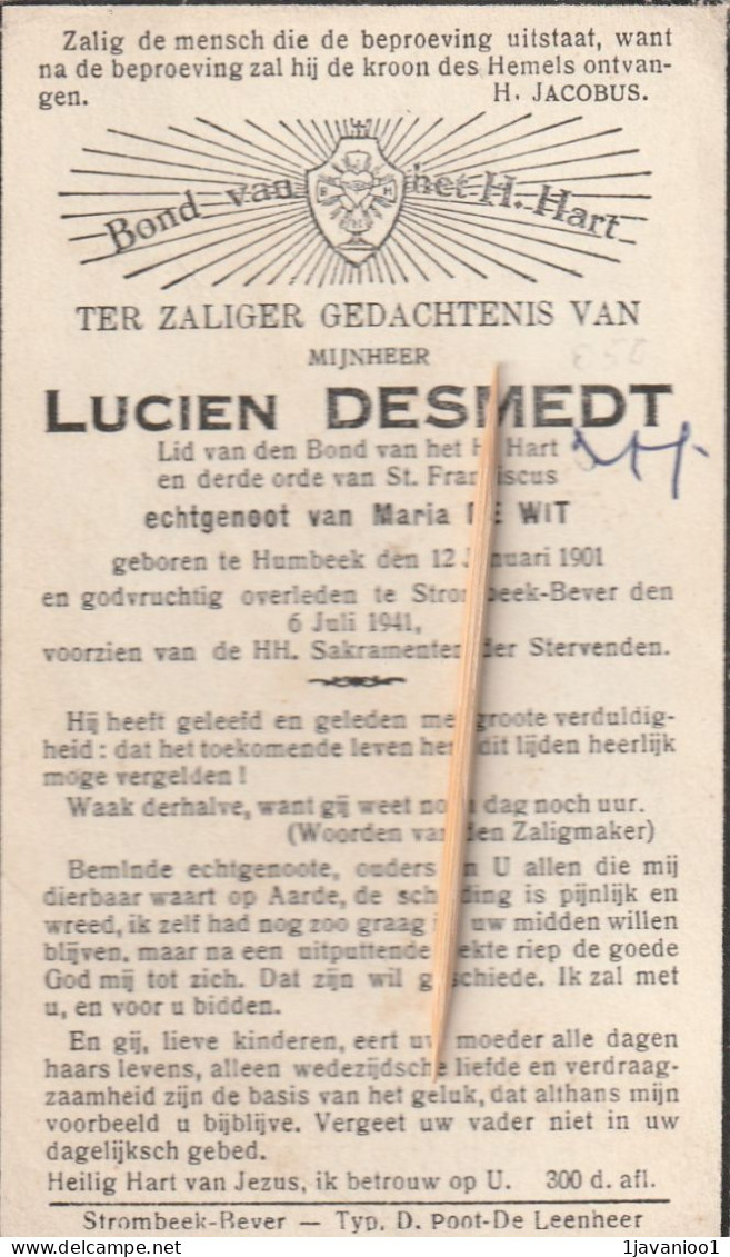 Humbeek, Strombeek-Bever, 1941, Lucien Desmedt, De Wit - Devotion Images