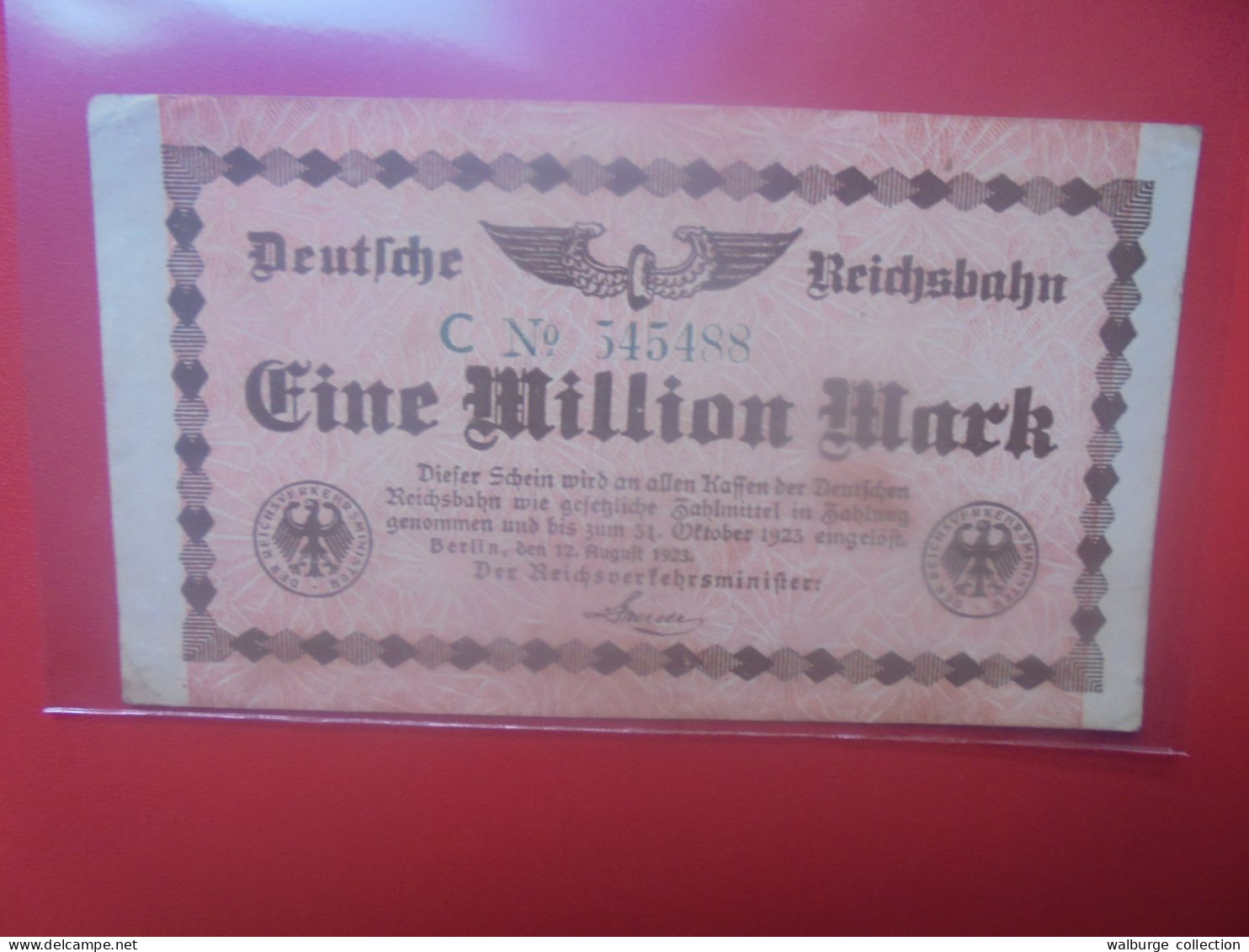 Reichsbahn 1 MILLION MARK 1923 Circuler (B.33) - 1 Mio. Mark