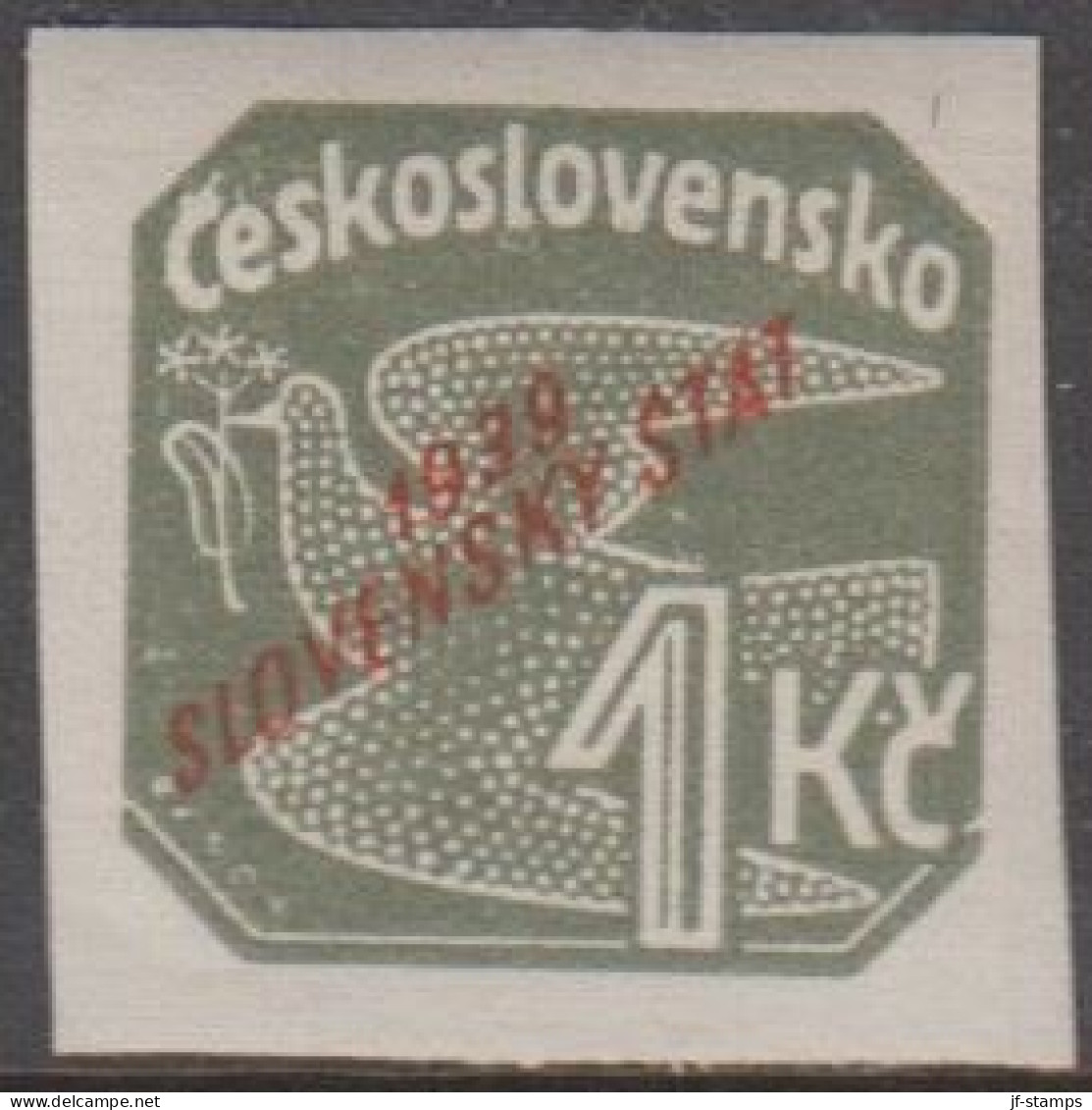 1939. SLOVENSKO 1 Kc. Overprinted Slovenský štát Hinged. (Michel 34) - JF365892 - Nuevos