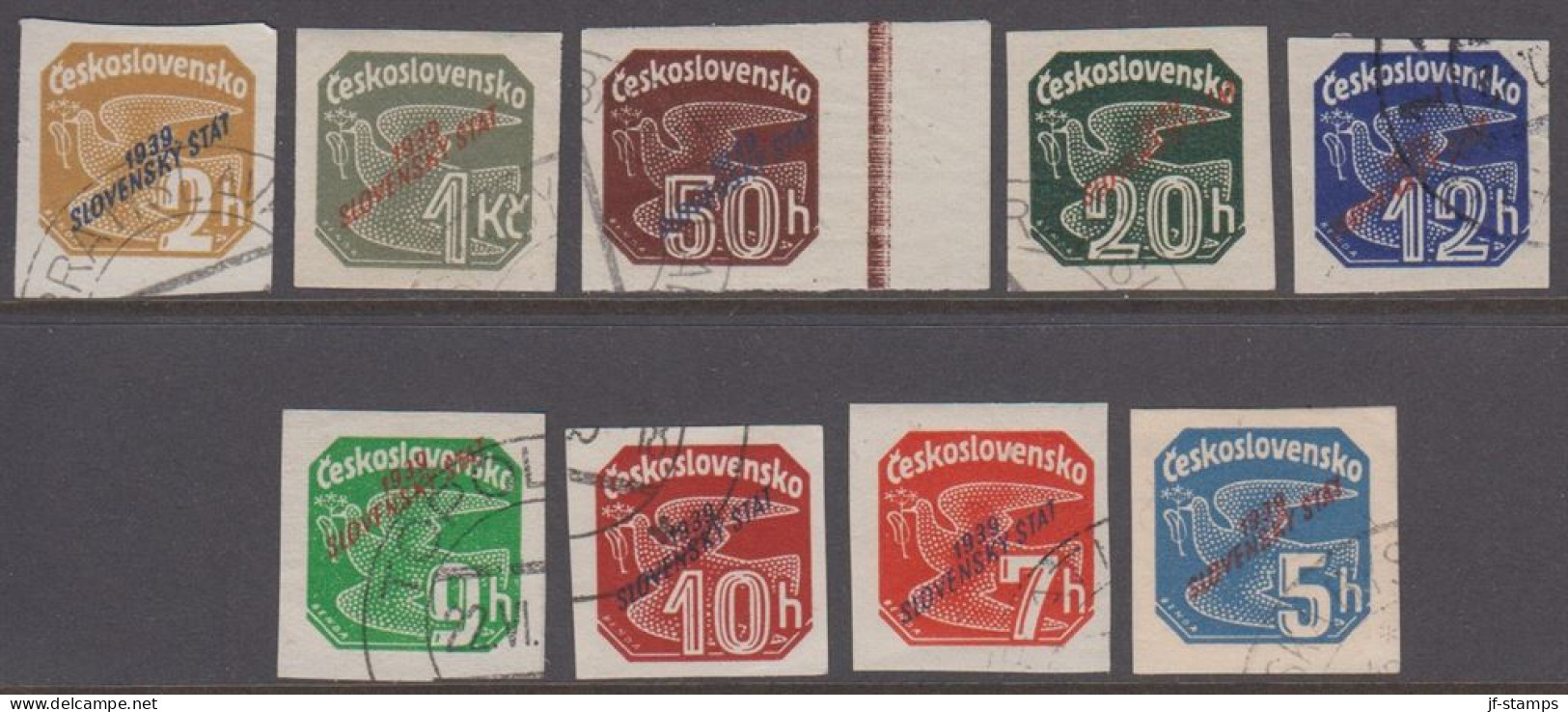 1939. SLOVENSKO 1939 / Slovenský štát On Newspaper Stamps. Complete Set Of 9 Stamps.  (Michel 26-34) - JF418434 - Gebruikt