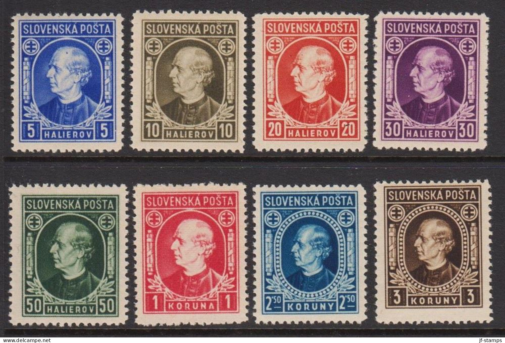 1939. SLOVENSKO Andrej Hlinka 8 Ex. Hinged. (Michel 35-42) - JF533024 - Unused Stamps