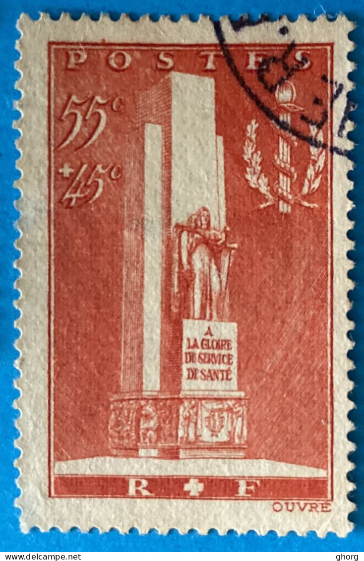 France 1938 : Pour L'érection Du Monument à La Gloire Du Service De Santé Militaire à Lyon N°395 Oblitéré - Usados