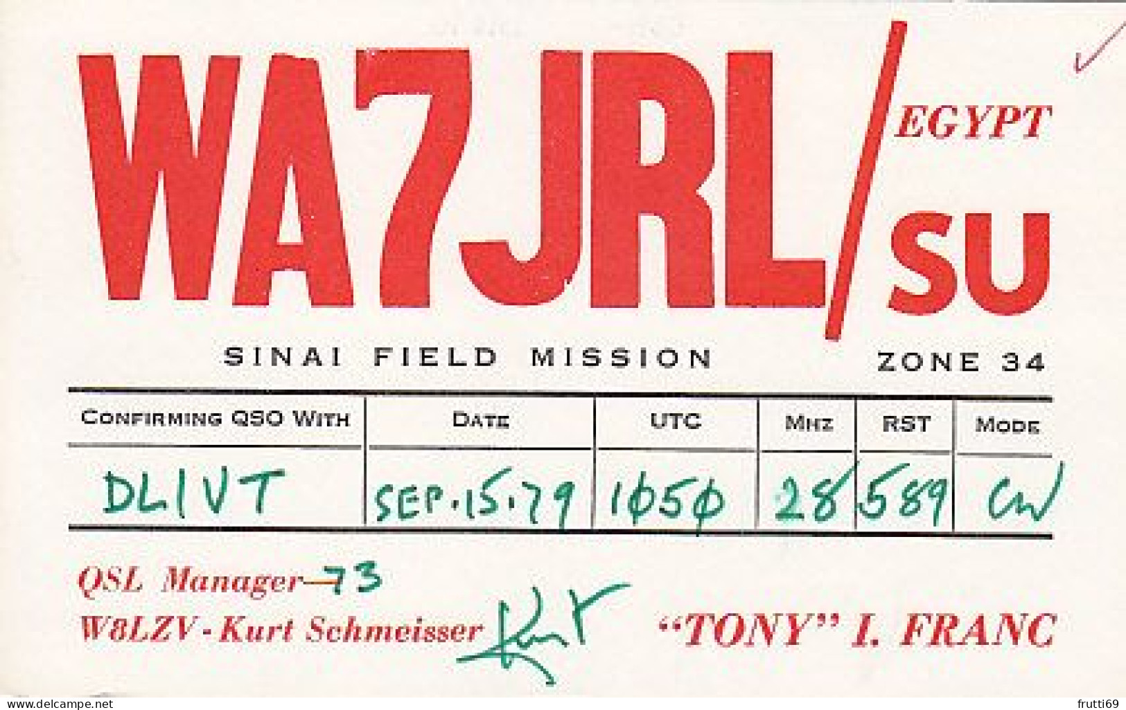 AK 210598 QSL - EGYPT - Sinai Field Mission - Amateurfunk