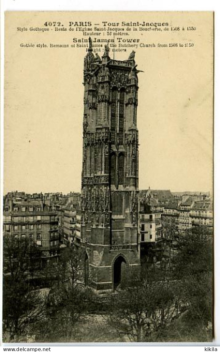 CPA 9 X 14  PARIS Tour St Jacques, Reste De L'Eglise St Jacques De La Boucherie (de 1508 à 1550) - Altri & Non Classificati