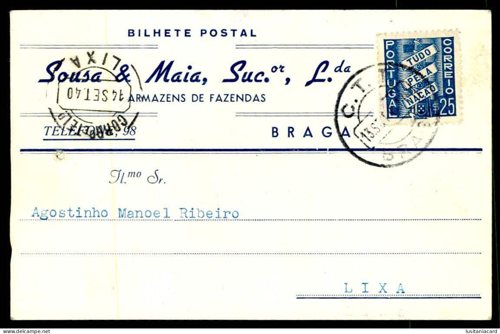 BRAGA - PUBLICIDADE - « Sousa & Maia, Suc.or, Lda. - Armazens De Fazendas -  Carte Postale - Braga