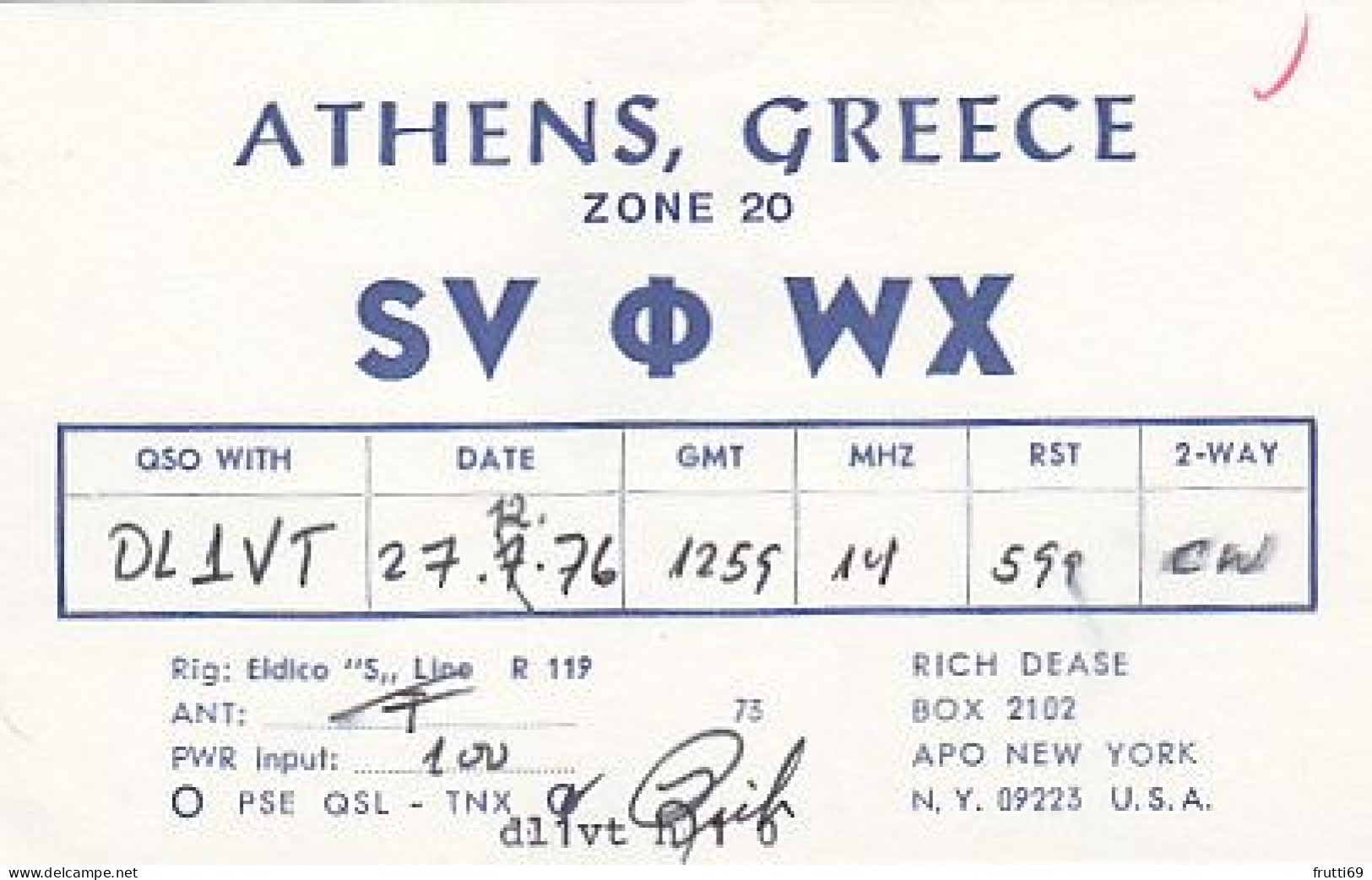 AK 210599 QSL - Greece - Athens - Amateurfunk