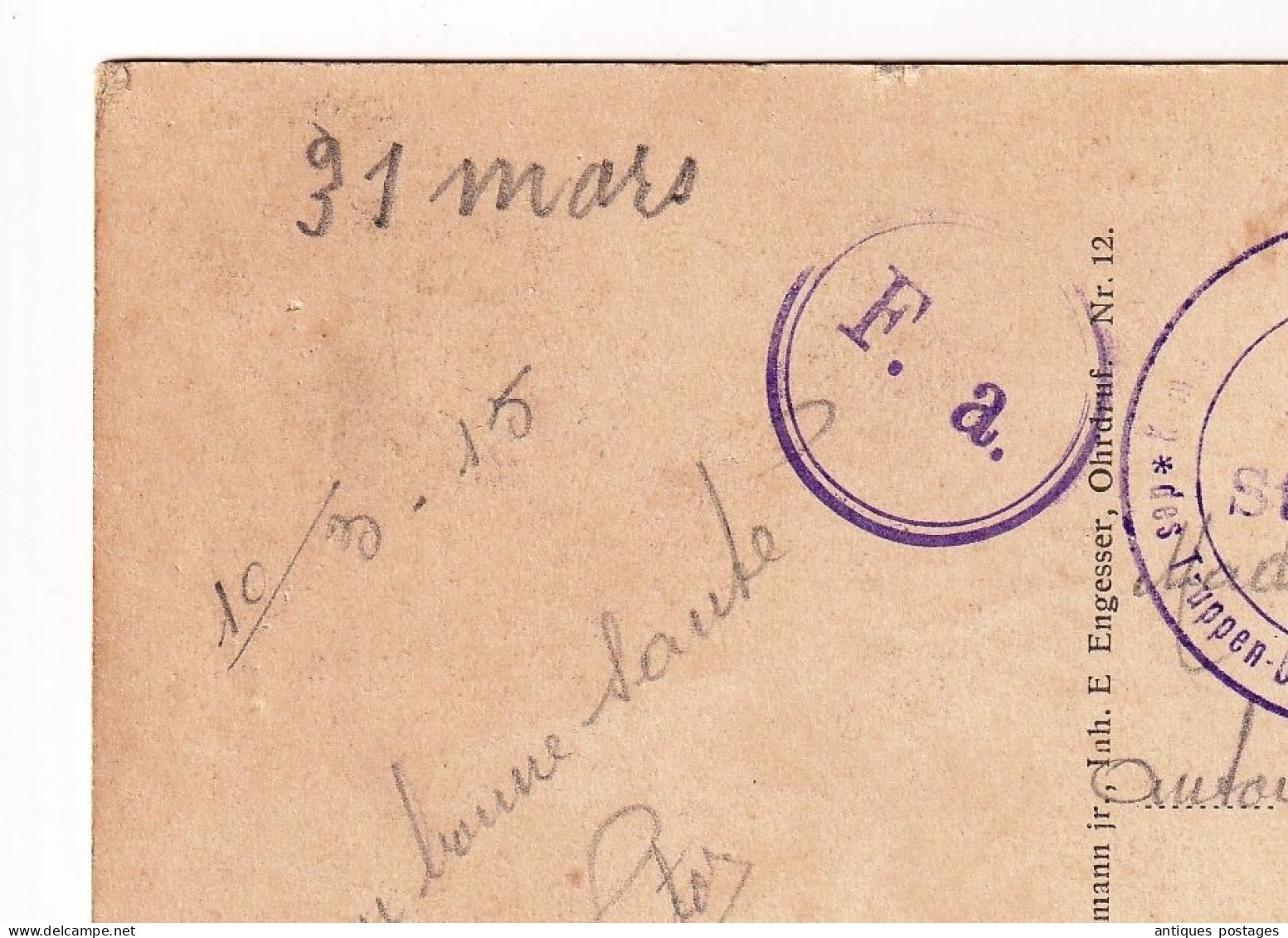 WW1 Deutschland 1915 Brief Stempel Kriegsgefangenen Sendung Geprüft Truppenlager Ohrdruf I Thür Libourne - Courriers De Prisonniers