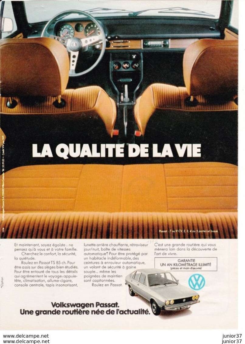 4 Feuillets De Magazine Volkswagen Passat TS 1974 Essai , TS 1976 - KFZ