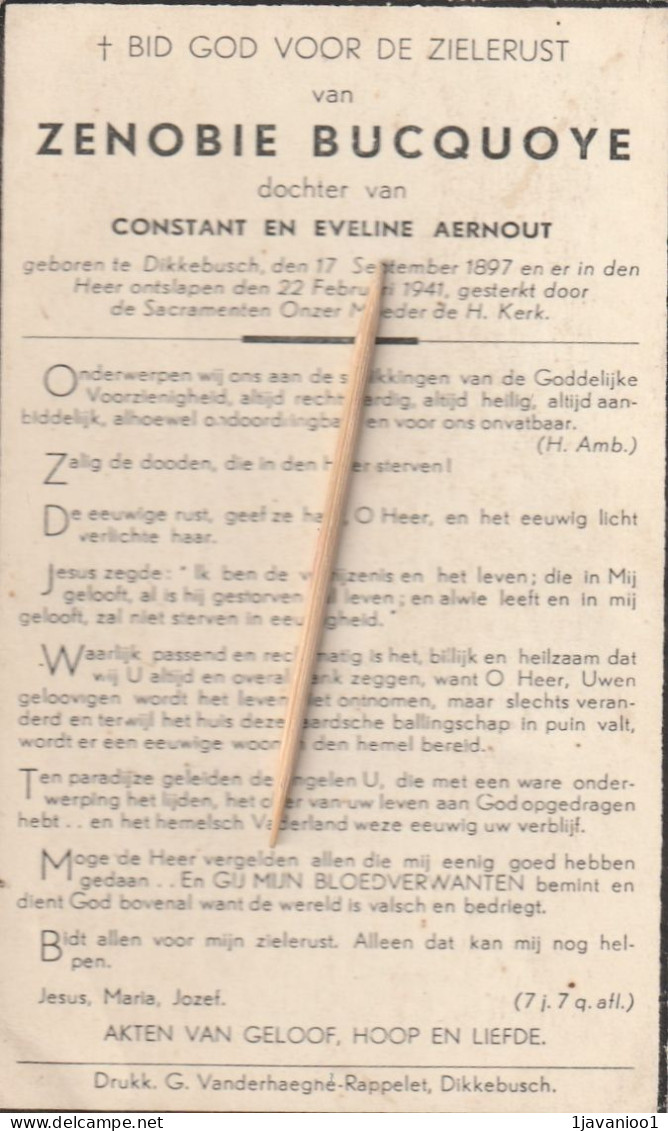 Dikkebus, 1941, Dikkebusch, Zenobie Bucquoye, Aernout - Devotion Images