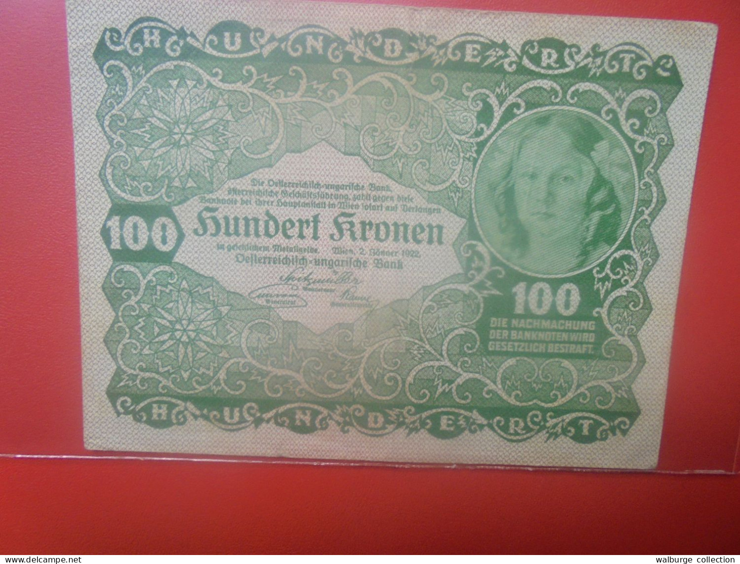AUTRICHE 100 KRONEN 1922 Circuler (B.33) - Austria