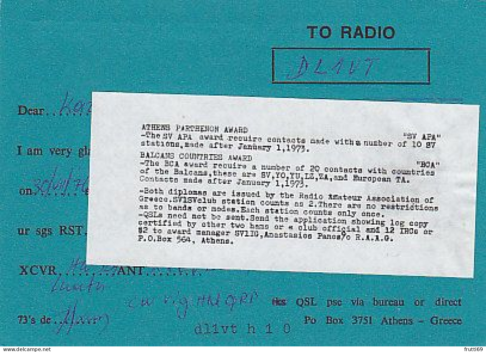 AK 210604 QSL - Greece - Athens - Radio-amateur