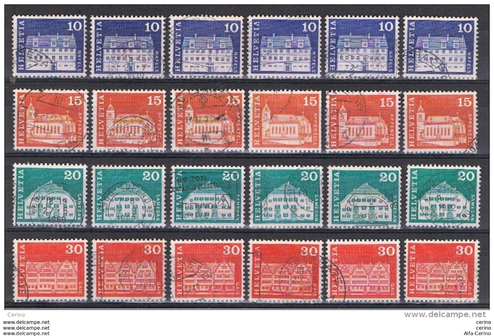 SVIZZERA:  1968  DEFINITIVA  -  4  VAL. US. -  RIPETUTI  6  VOLTE  -  YV/TELL. 816/19 - Used Stamps