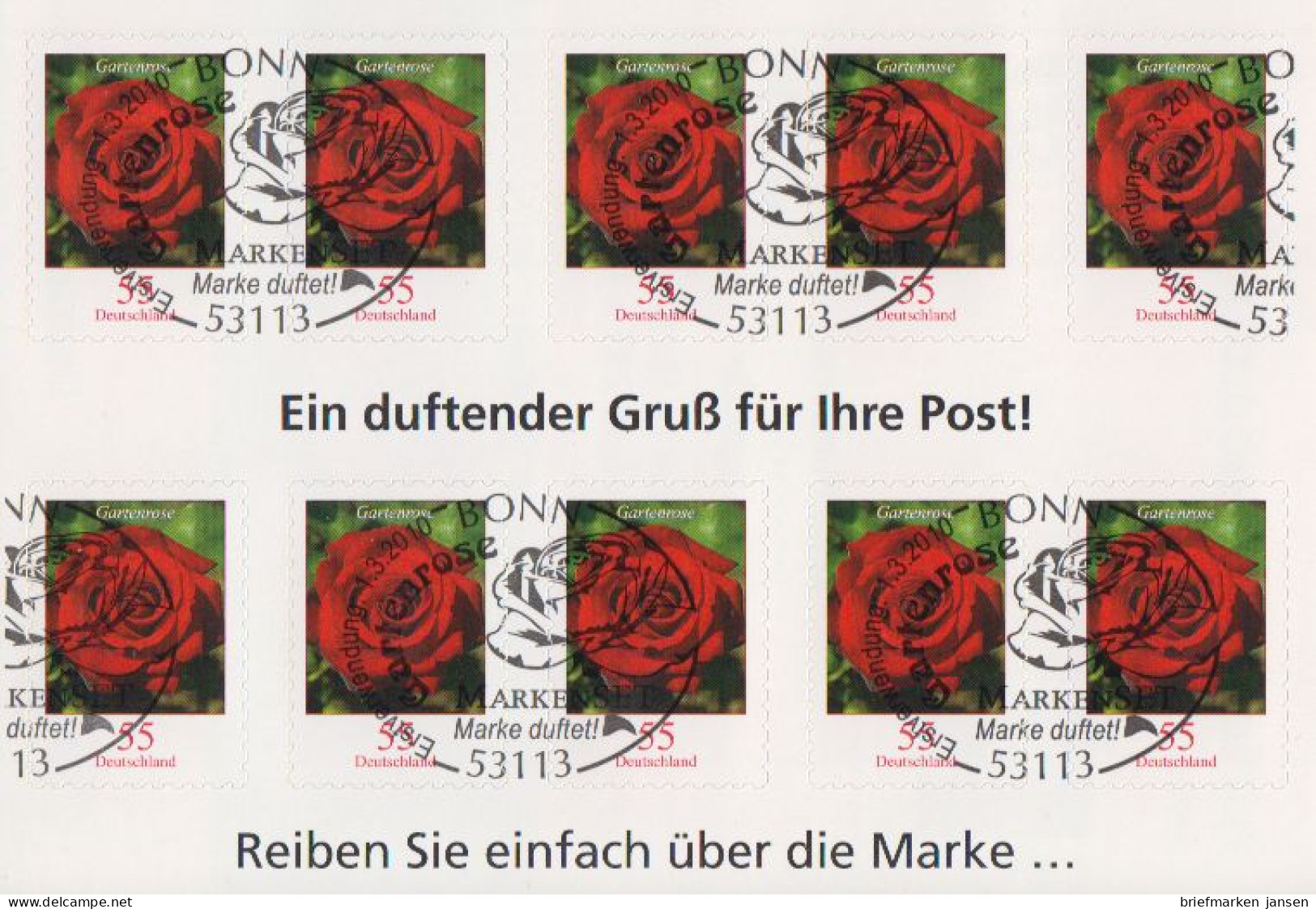 D,Bund Mi.Nr. Folienblatt 7, Freim. Blumen, Gartenrose, Skl. (mit 10x 2675) - Autres & Non Classés