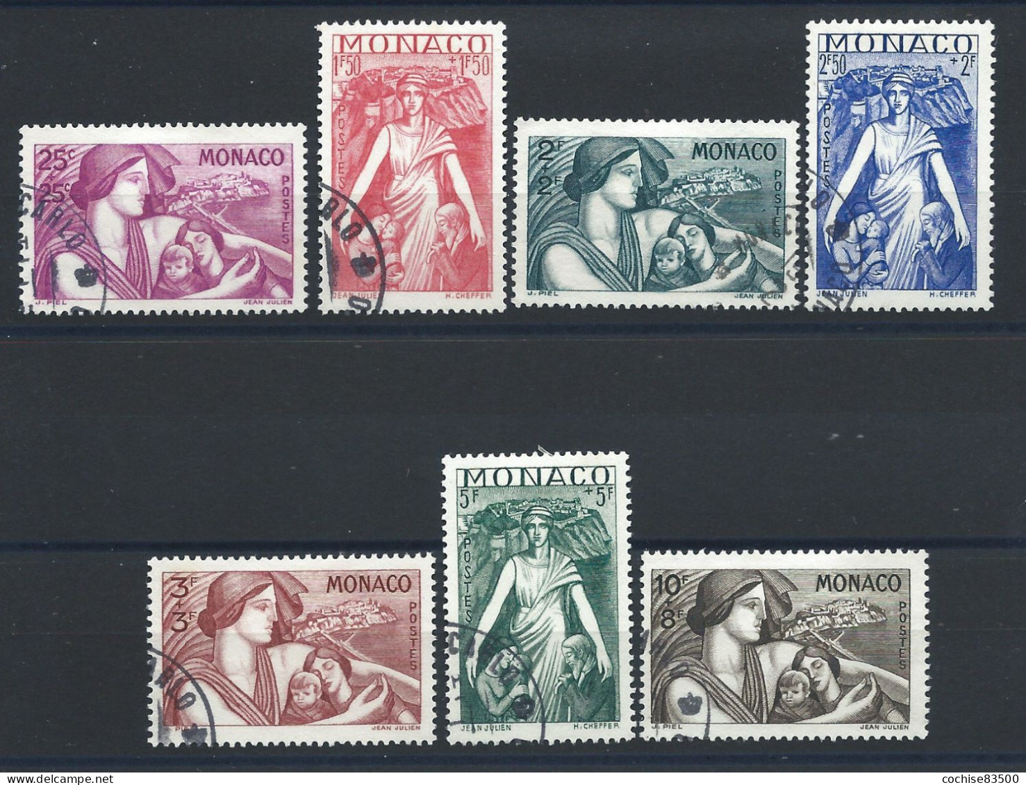 Monaco N°215 + 219/24 Obl (FU) 1941 - Protection De La Mère Et L'enfant - Used Stamps