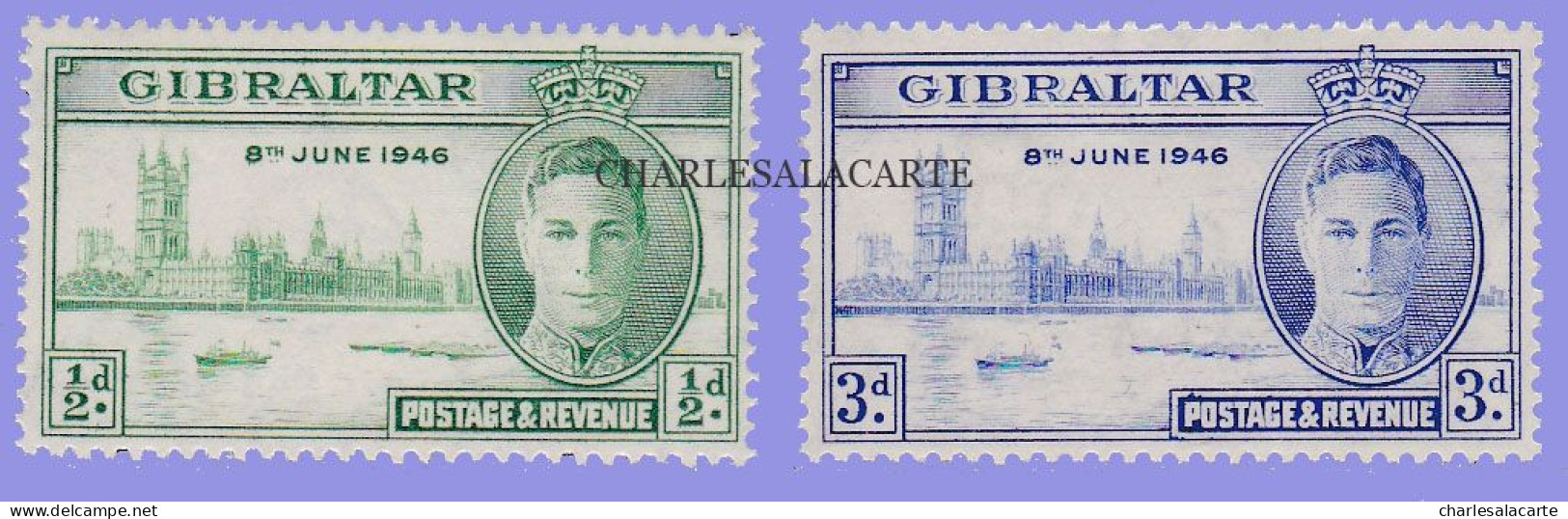 GIBRALTAR 1946  GEORGE VI  VICTORY  S.G. 132-133  L.M.M. - Gibraltar