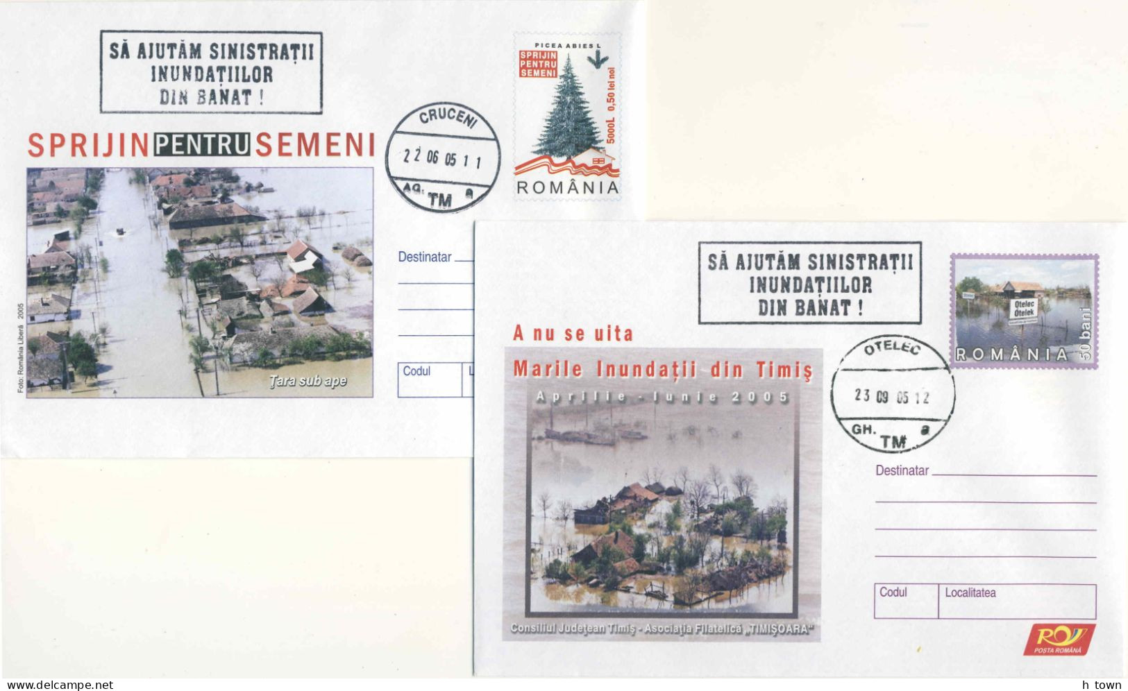 124  Inondation En Banat, 2005 - Flood: 2 Postal Stationery Covers. Météorologie Meteorology - Environment & Climate Protection